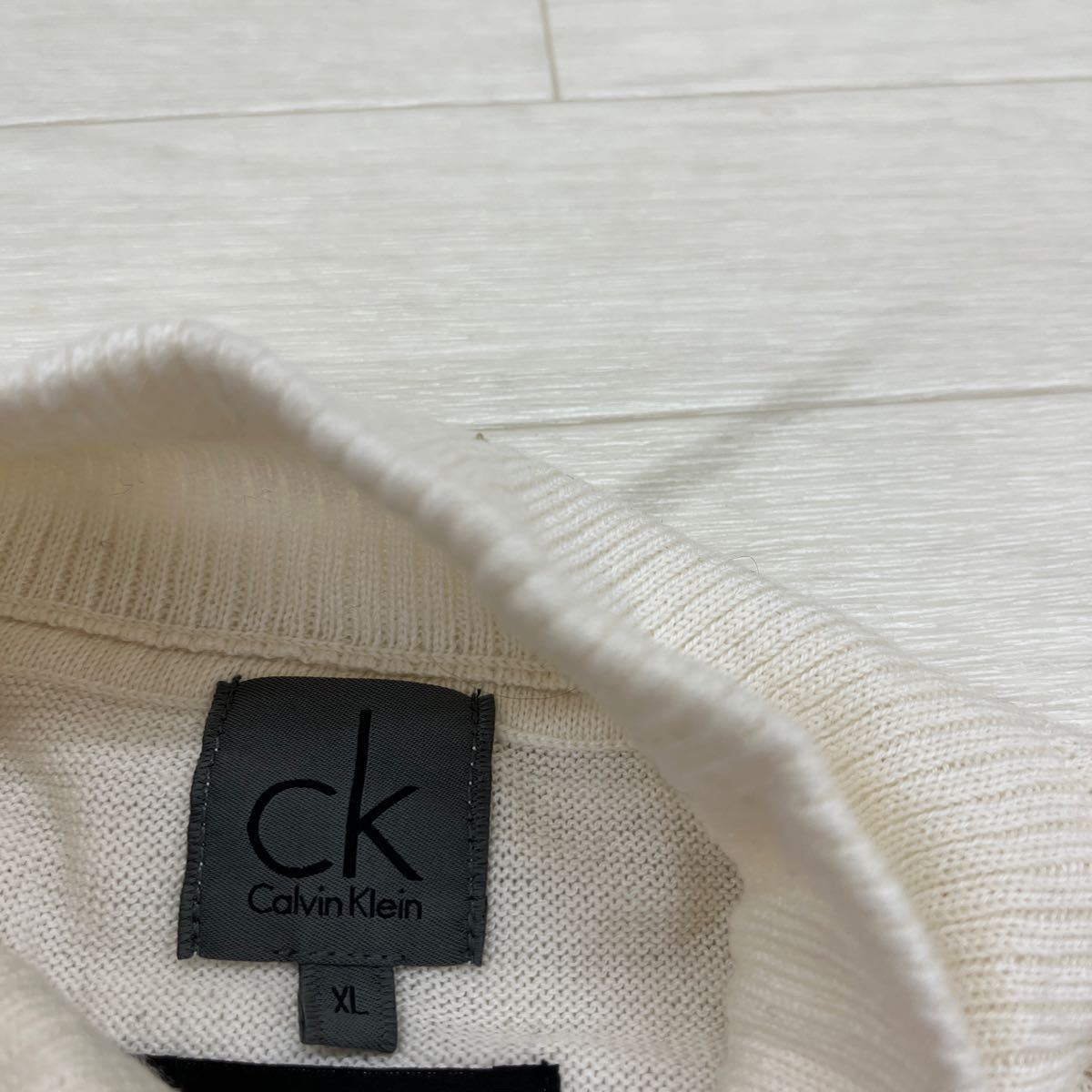 1291* Calvin Klein Calvin Klein tops вязаный жакет полный Zip длинный рукав одноцветный casual белый мужской XL
