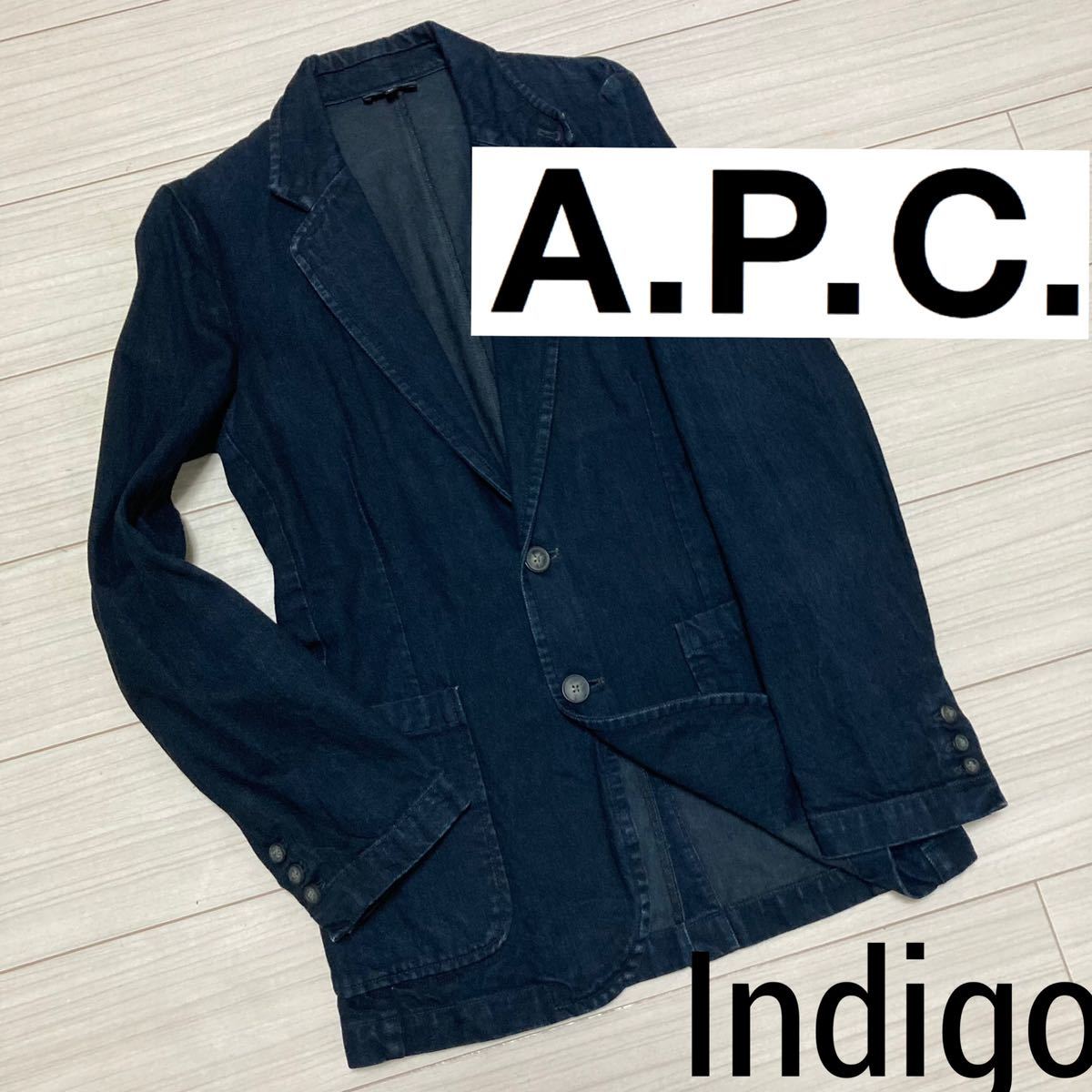 A.P.C. アーペーセー■インディゴ 製品染め デニム テーラード ジャケット XS 濃色インディゴブルー 2005 後染め ヴィンテージ オールド