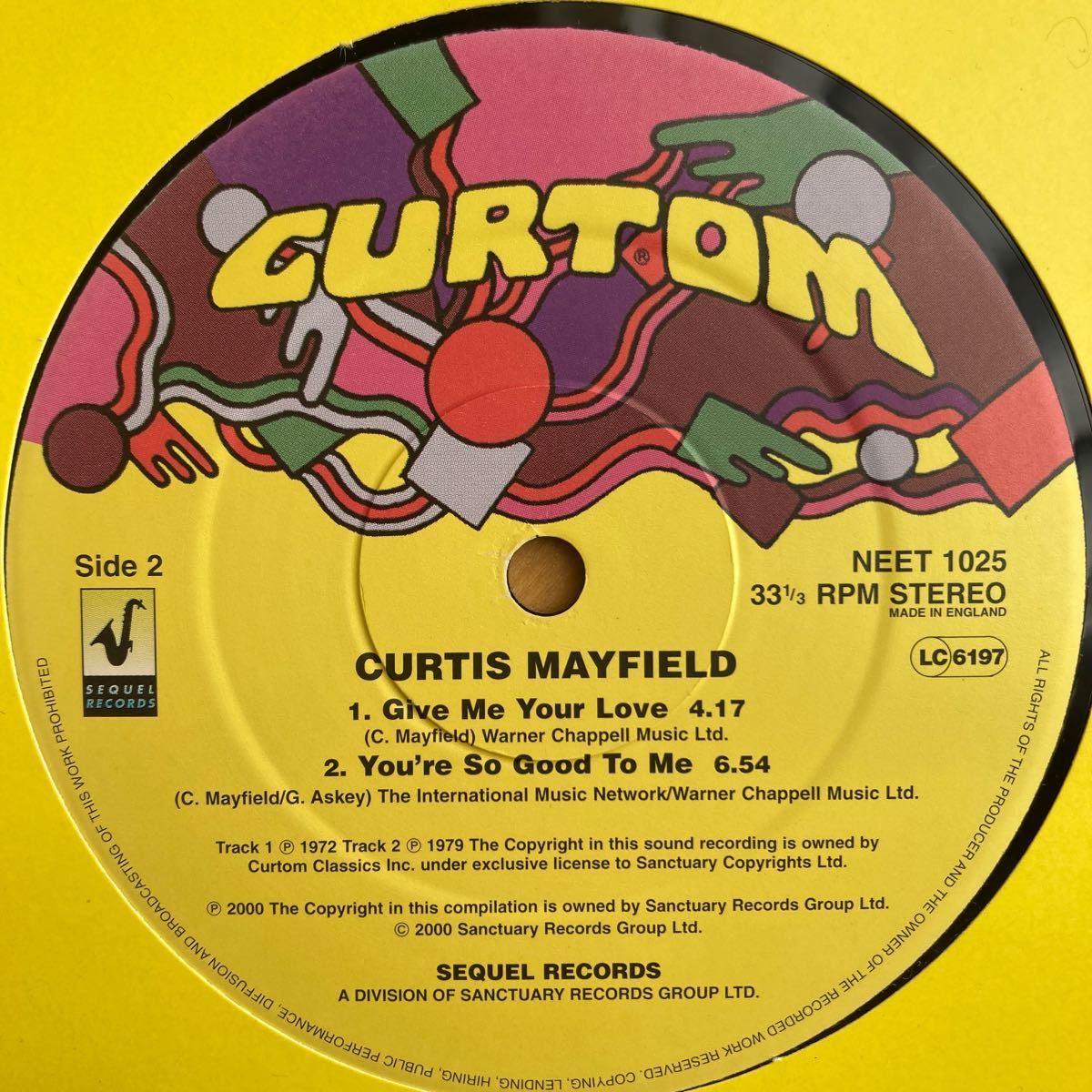 【UK盤 12inch】Curtis Mayfield / Tripping Out / You're So Good To Me / Give Me Your Love / ソウル レコード analog_画像4