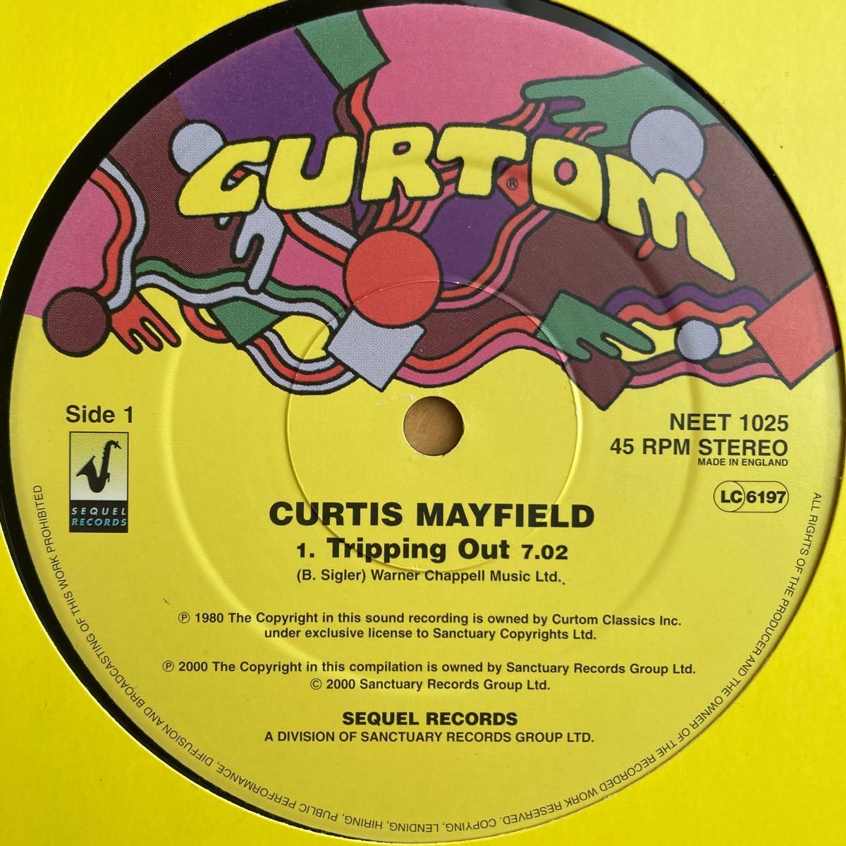 【UK盤 12inch】Curtis Mayfield / Tripping Out / You're So Good To Me / Give Me Your Love / ソウル レコード analog_画像3