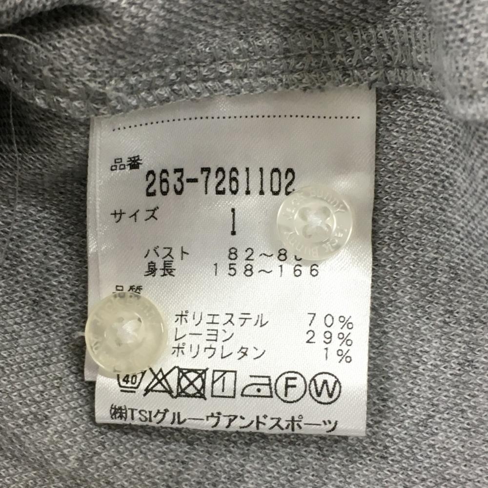 【美品】ジャックバニー 長袖シャツ グレー×白 千鳥柄 ラビット刺しゅう ボタンダウン レディース 1(M) ゴルフウェア Jack Bunny_画像5