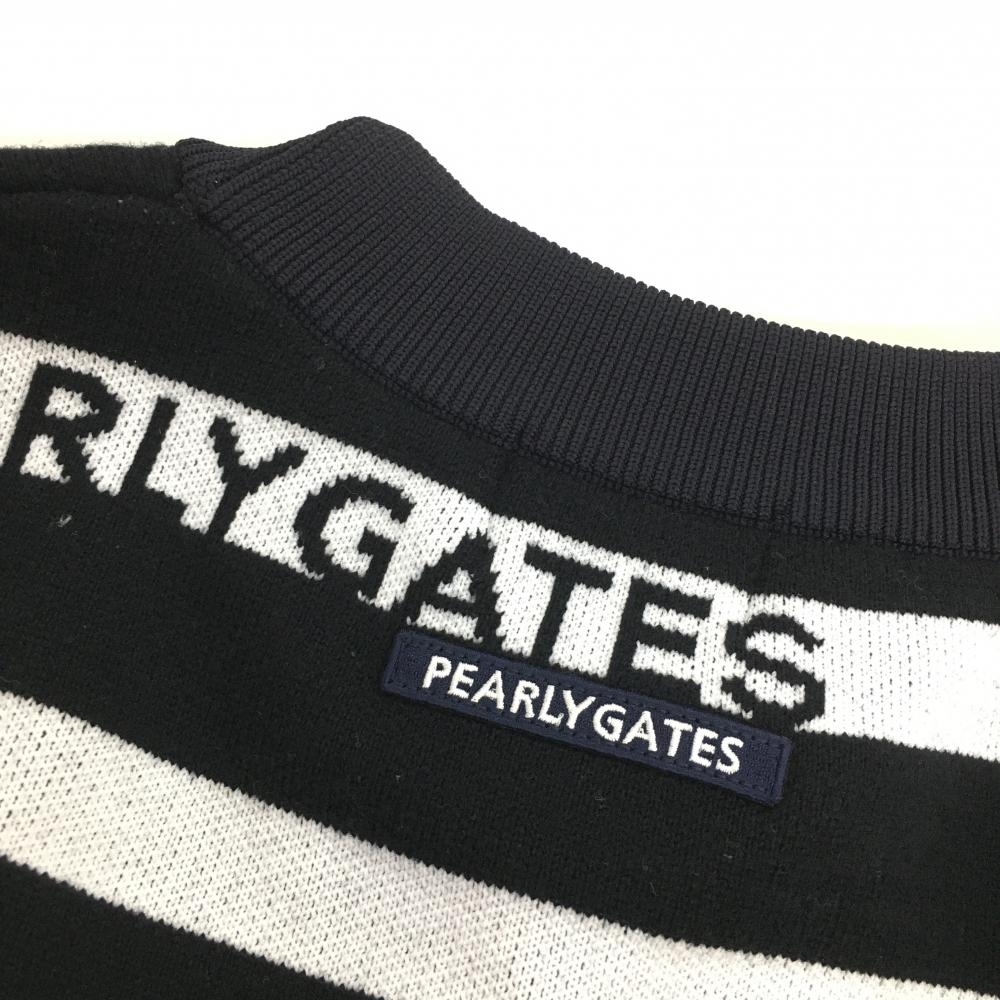[ очень красивый товар ] Pearly Gates свитер чёрный × белый окантовка Logo рисунок женский 1(M) Golf одежда 2022 год модели PEARLY GATES
