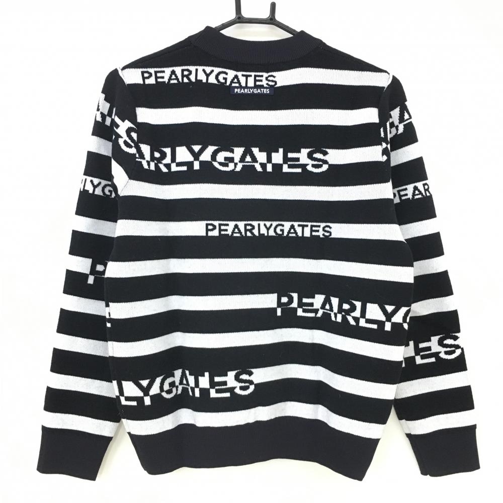 [ очень красивый товар ] Pearly Gates свитер чёрный × белый окантовка Logo рисунок женский 1(M) Golf одежда 2022 год модели PEARLY GATES