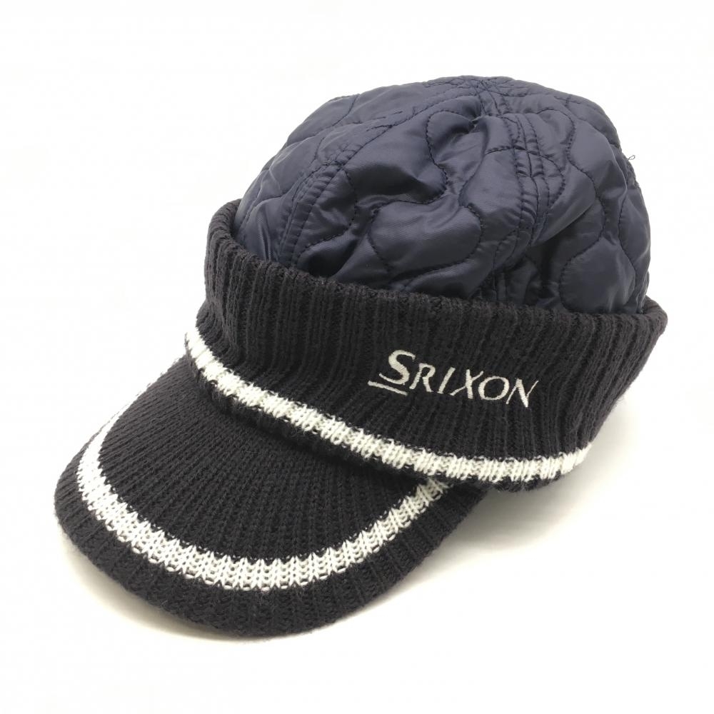 【超美品】スリクソン 中綿ニットキャップ ネイビー 裏起毛 F(54-58cm) ゴルフウェア SRIXON_画像1
