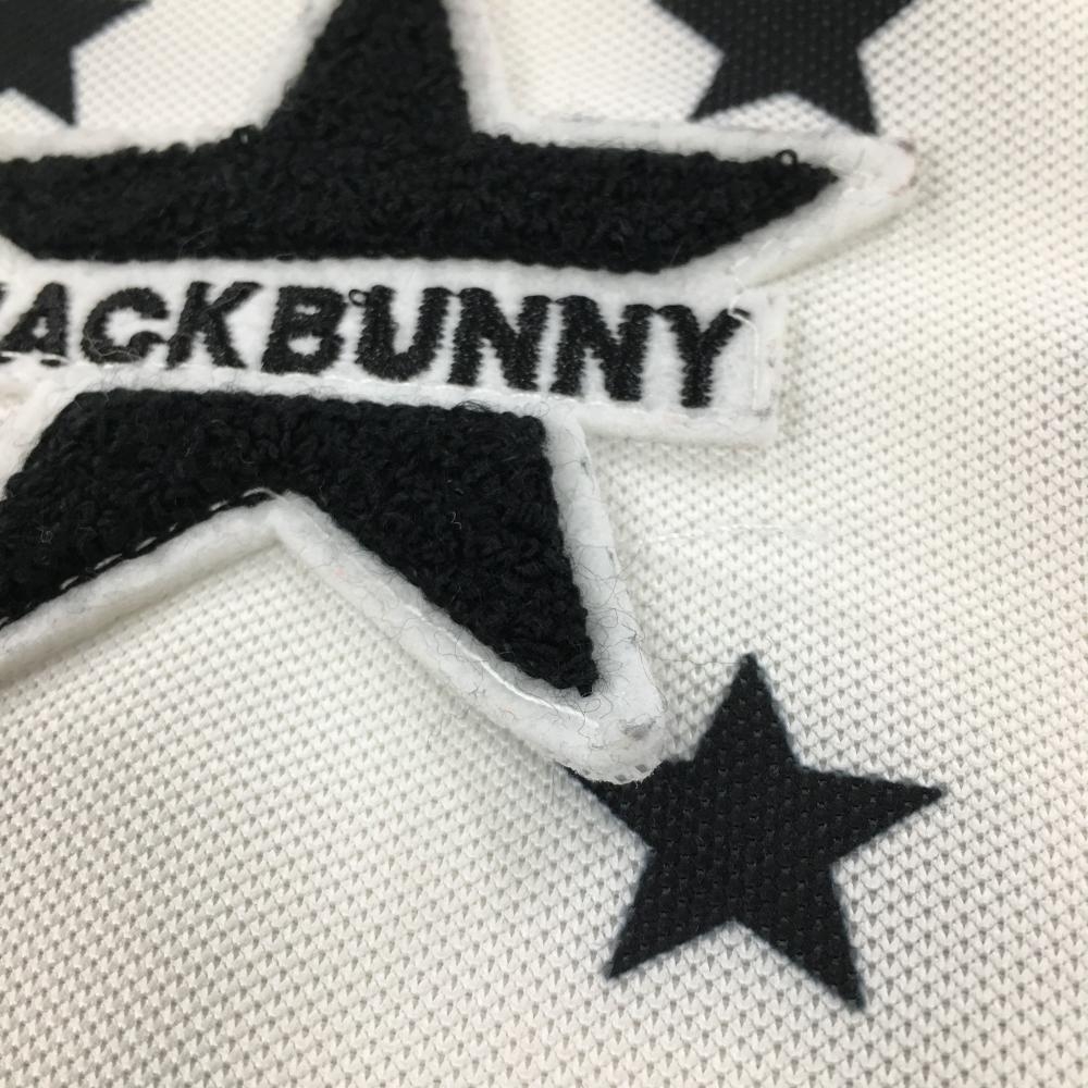 【美品】ジャックバニー 長袖ポロシャツ 白×黒 星柄 ボタンダウン メンズ 5(L) ゴルフウェア 2021年モデル Jack Bunny_画像7