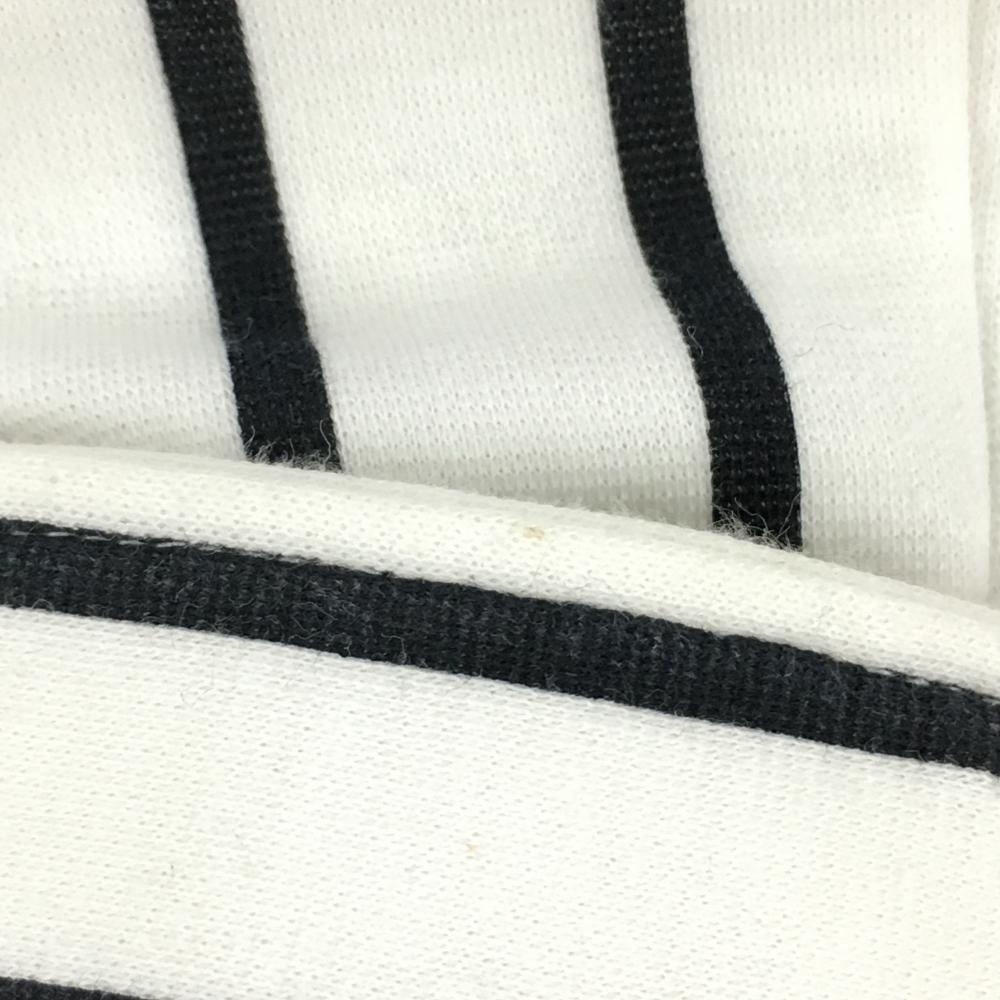 【美品】パーリーゲイツ 長袖ポロシャツ 白×黒 ストライプ 日本製 コットン混 メンズ 5(L) ゴルフウェア PEARLY GATESの画像9