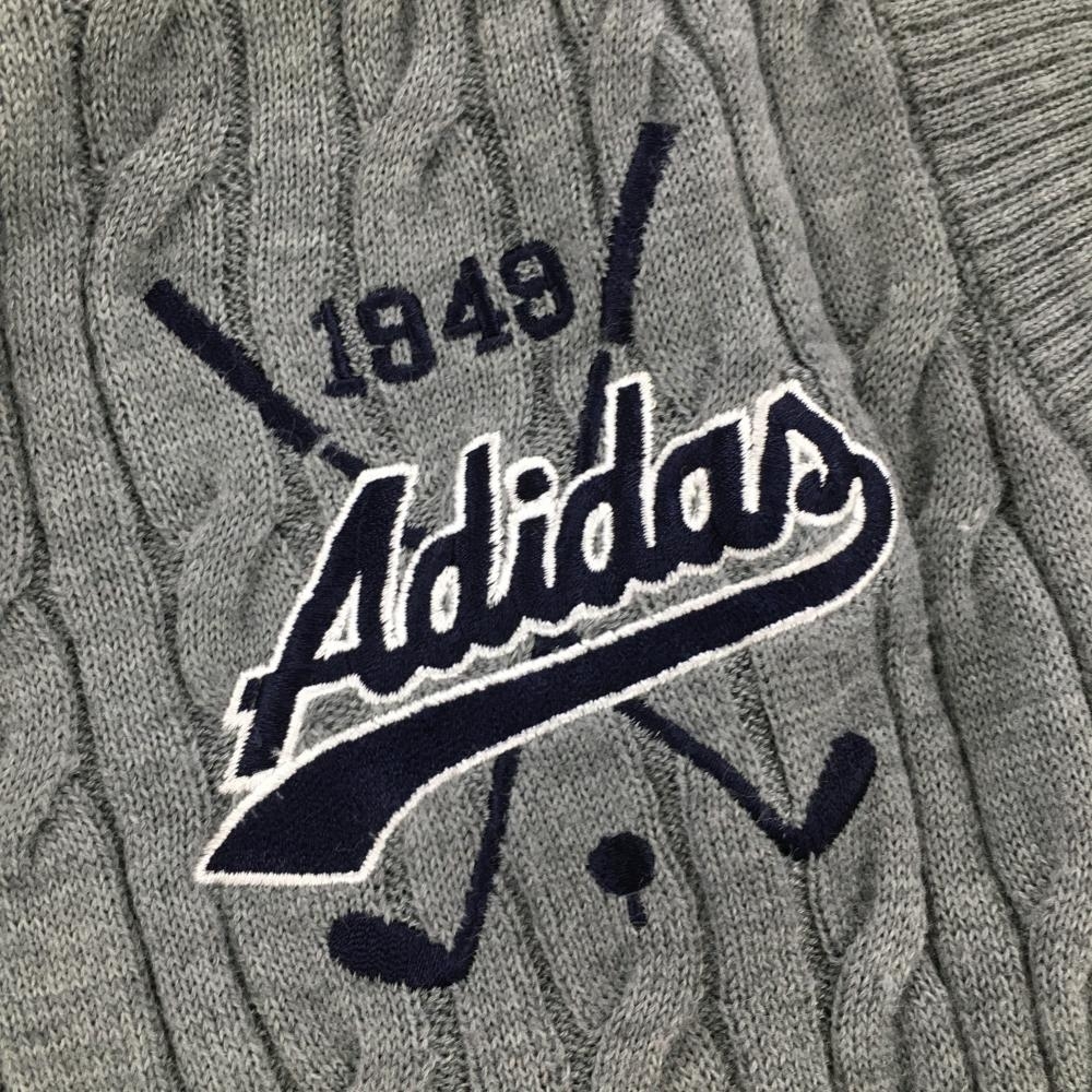 [ прекрасный товар ] Adidas вязаный лучший серый кабель плетеный Logo ....V шея мужской M/M Golf одежда adidas