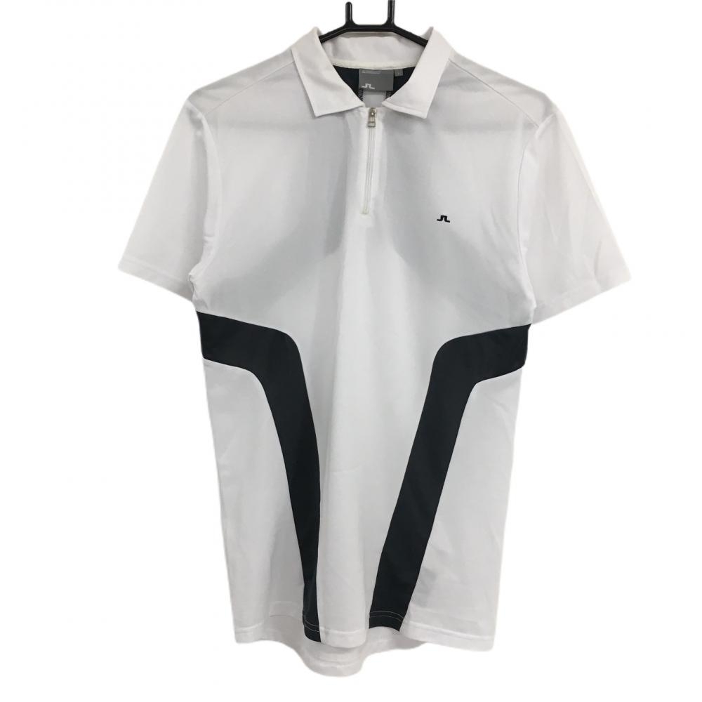  J Lindberg рубашка-поло с коротким рукавом белый × серый половина Zip FIELD SENSOR мужской S Golf одежда J.LINDEBERG