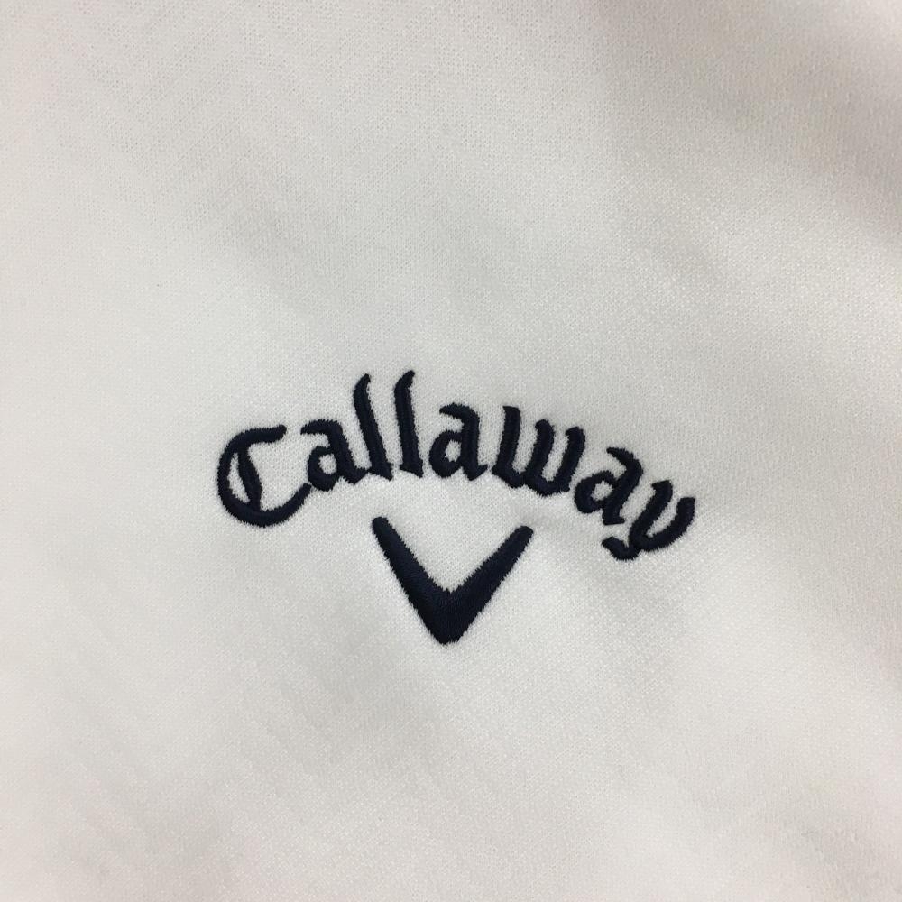 キャロウェイ 長袖ポロシャツ 白 ヘリンボーン ロゴ刺しゅう 裏微起毛 メンズ XL ゴルフウェア Callaway_画像3