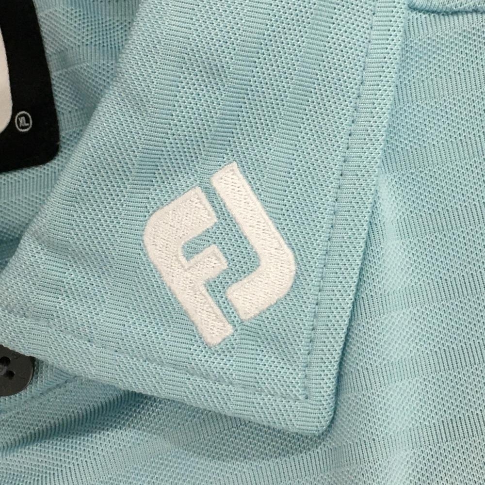 【美品】フットジョイ 半袖ポロシャツ ライトブルー×白 織生地 メンズ XL ゴルフウェア FootJoy_画像3