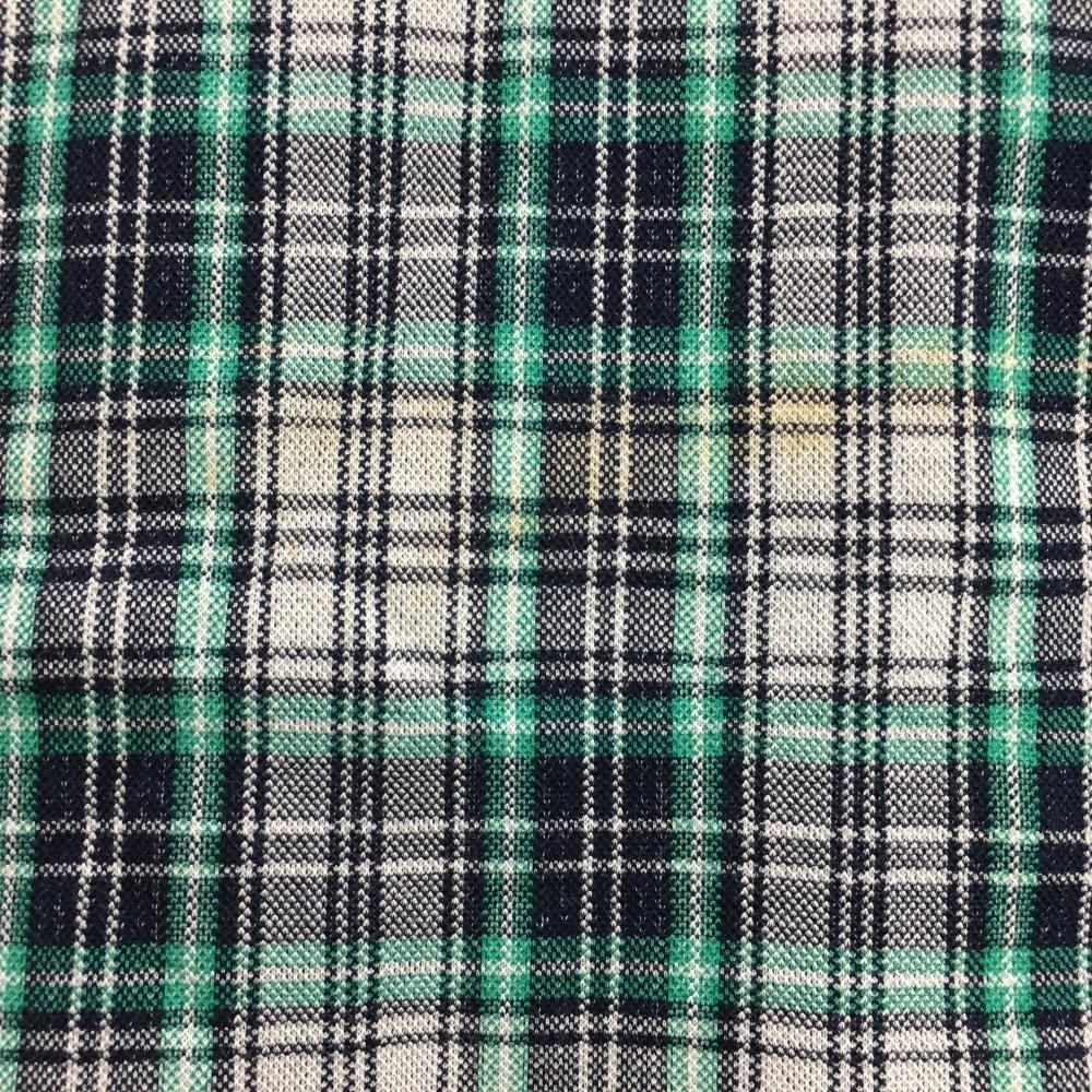 ジャックバニー 半袖ポロシャツ 白×ネイビー×ブルーグリーン チェック ボタンダウン メンズ 4(M) ゴルフウェア Jack Bunny_画像7
