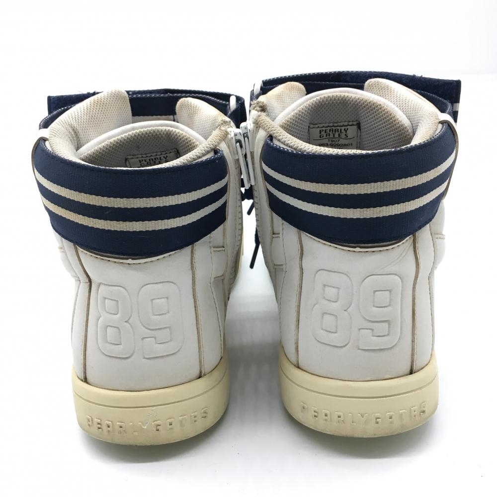  Pearly Gates is ikatto golf shoes white × navy belt border Logo men's 26.5 Golf wear PEARLY GATES