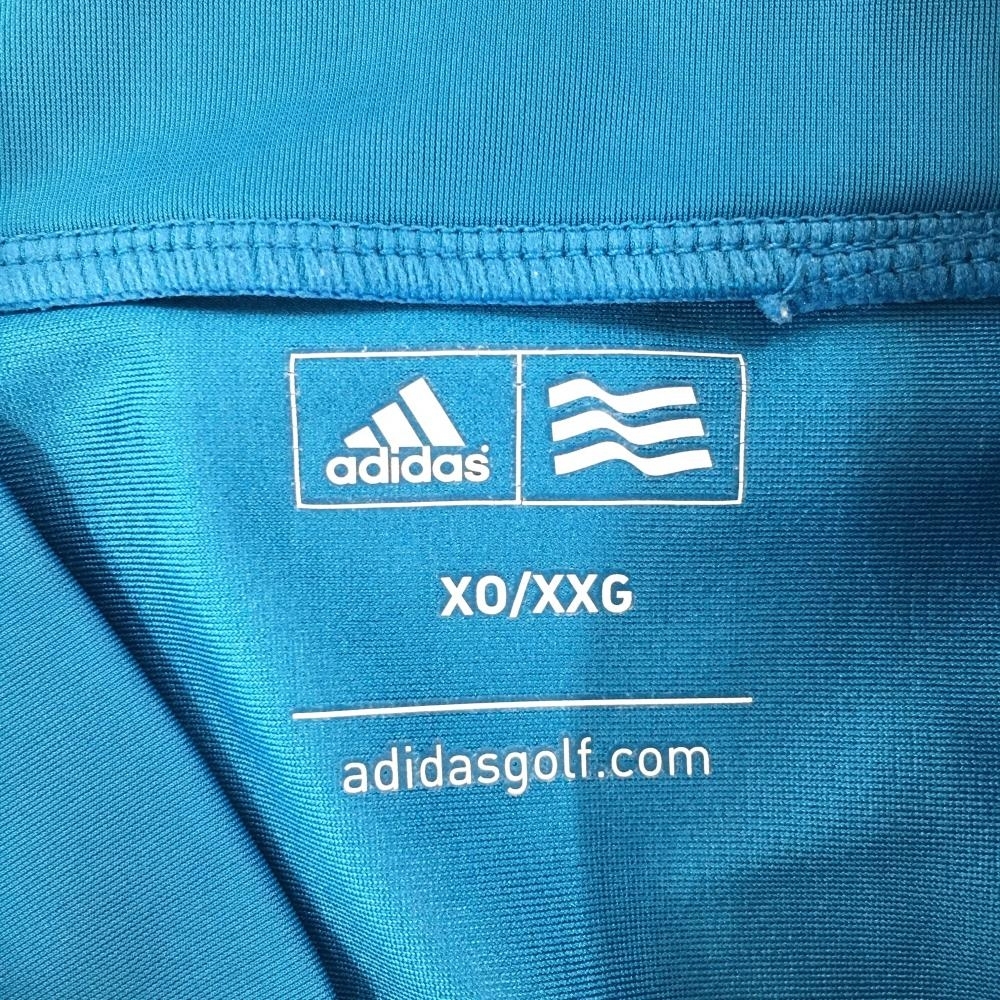 【超美品】アディダス インナーシャツ ブルー ネックロゴ ストレッチ 袖3ライン メンズ XO/XXG ゴルフウェア adidasの画像5