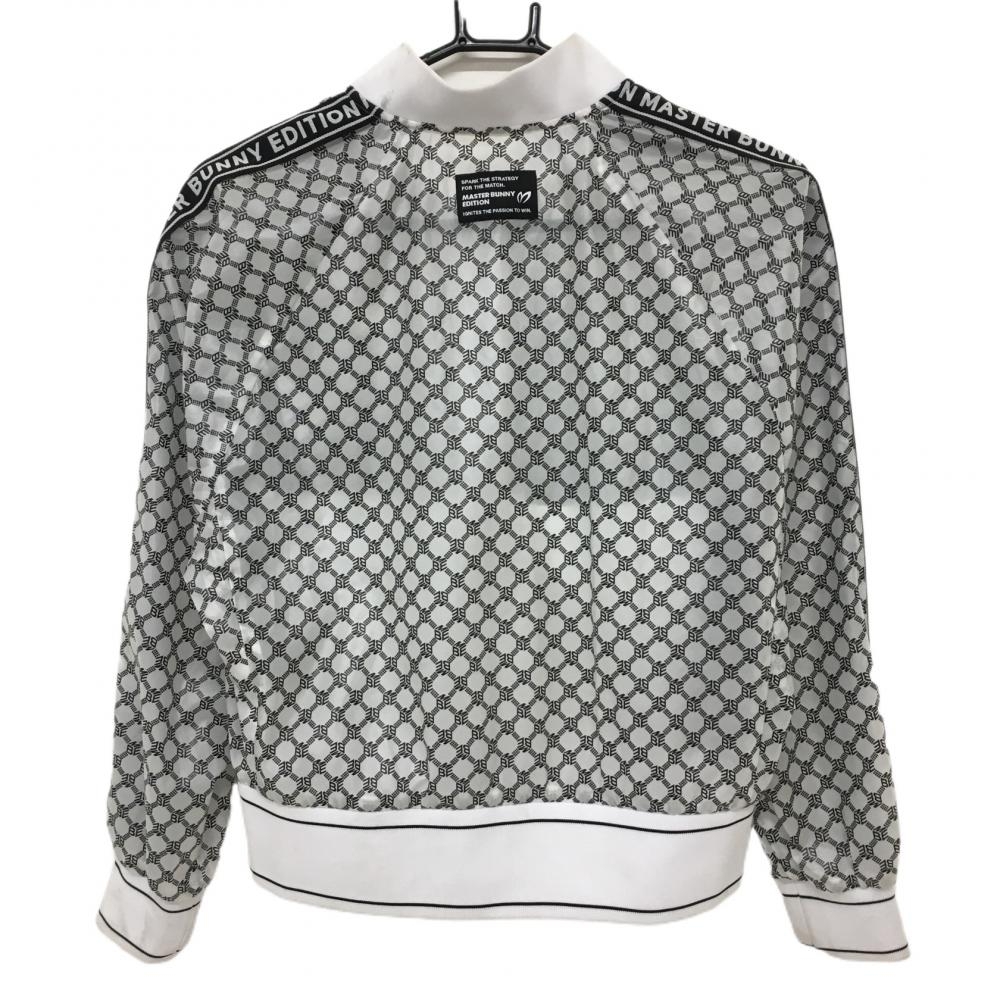  master ba knee nylon jacket blouson white × black Logo total pattern .. feeling lady's 0(S) Golf wear 2022 year of model MASTER BUNNY EDITION