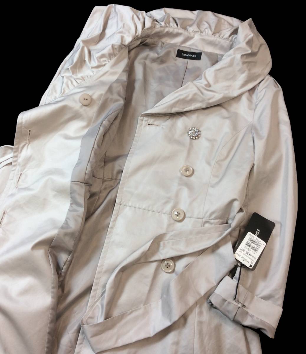未使用 GRAND TABLE グランターブル デザイン ロングコート ジャケット 薄手 リボンベルト付き 定価35.000円 ポリエステル 9A-M_画像3