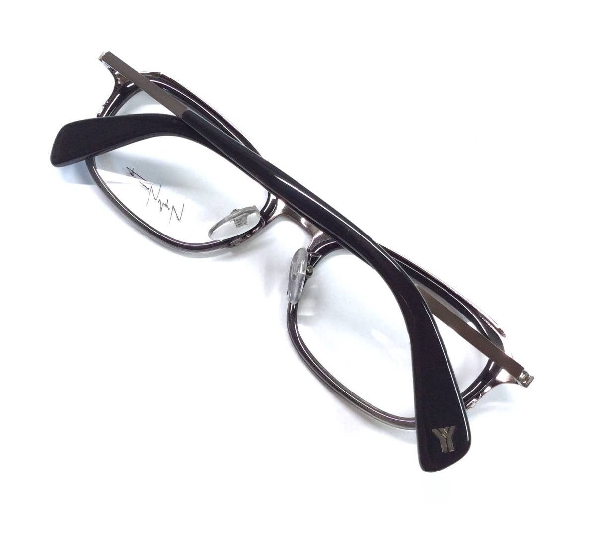 ヨウジヤマモト YOHJI YAMAMOTO 眼鏡 メガネ サングラス フレーム フランス製 ブラック/シルバー系 51-19-145 _画像6