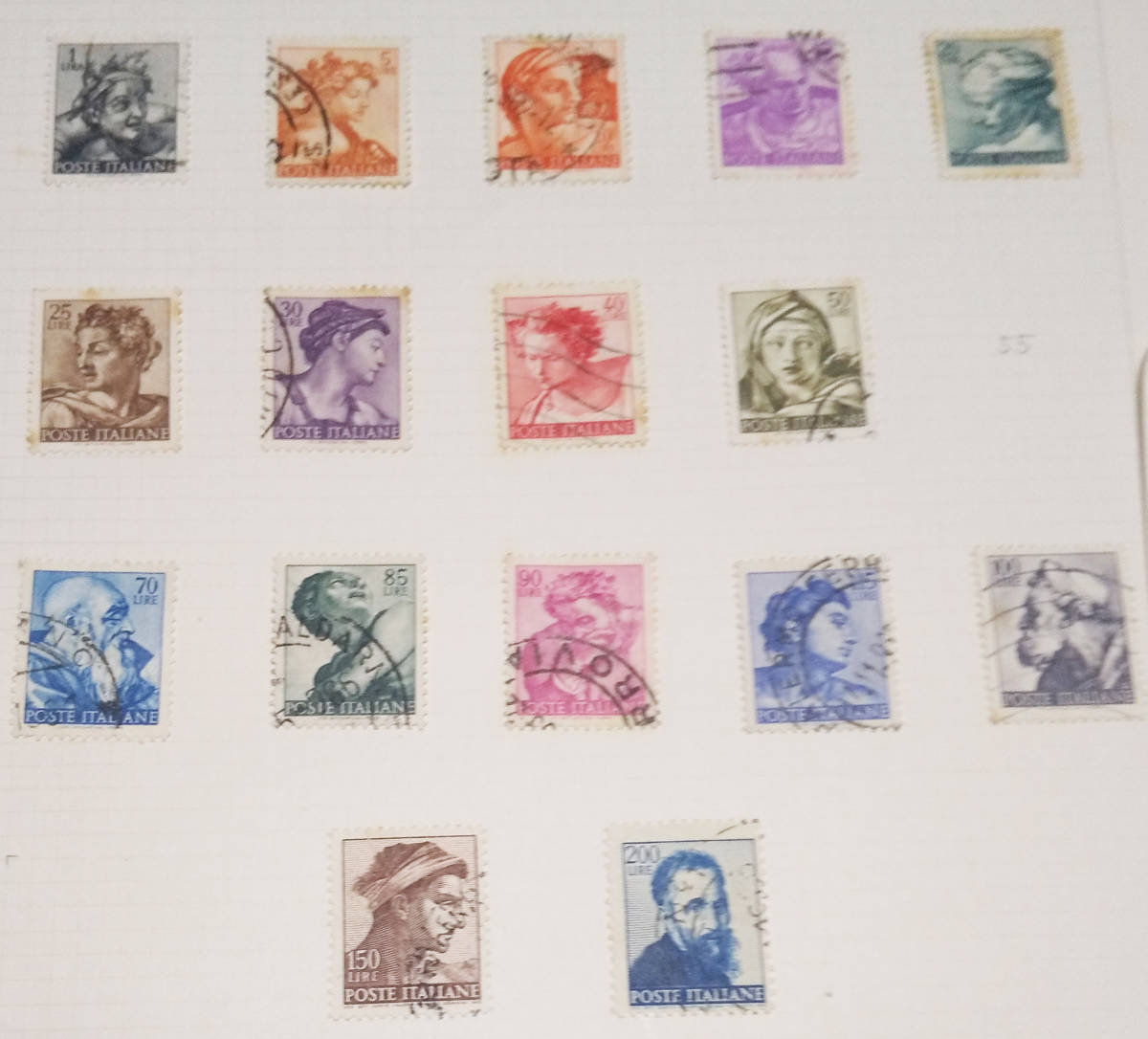 イタリア切手　１９６０年～１９６１年　使用済み　１９枚_画像2