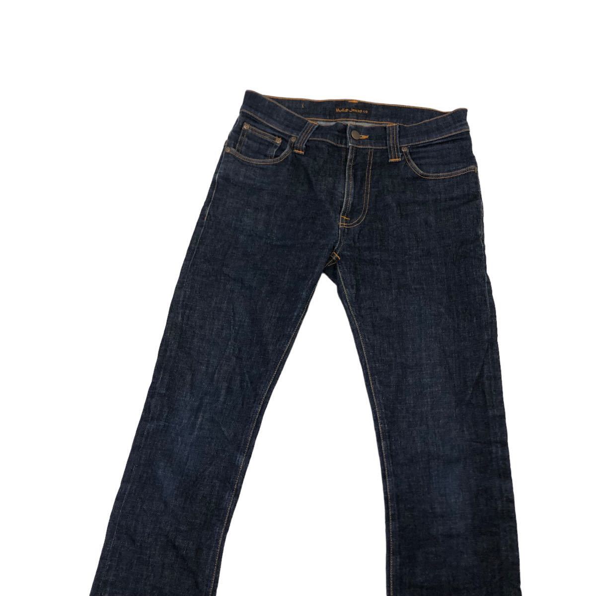 H692 良品 Nudie Jeans ヌーディージーンズ N611 THIN FINN デニム パンツ ジーンズ Gパン インディゴ ネイビー系 メンズ 31_画像2