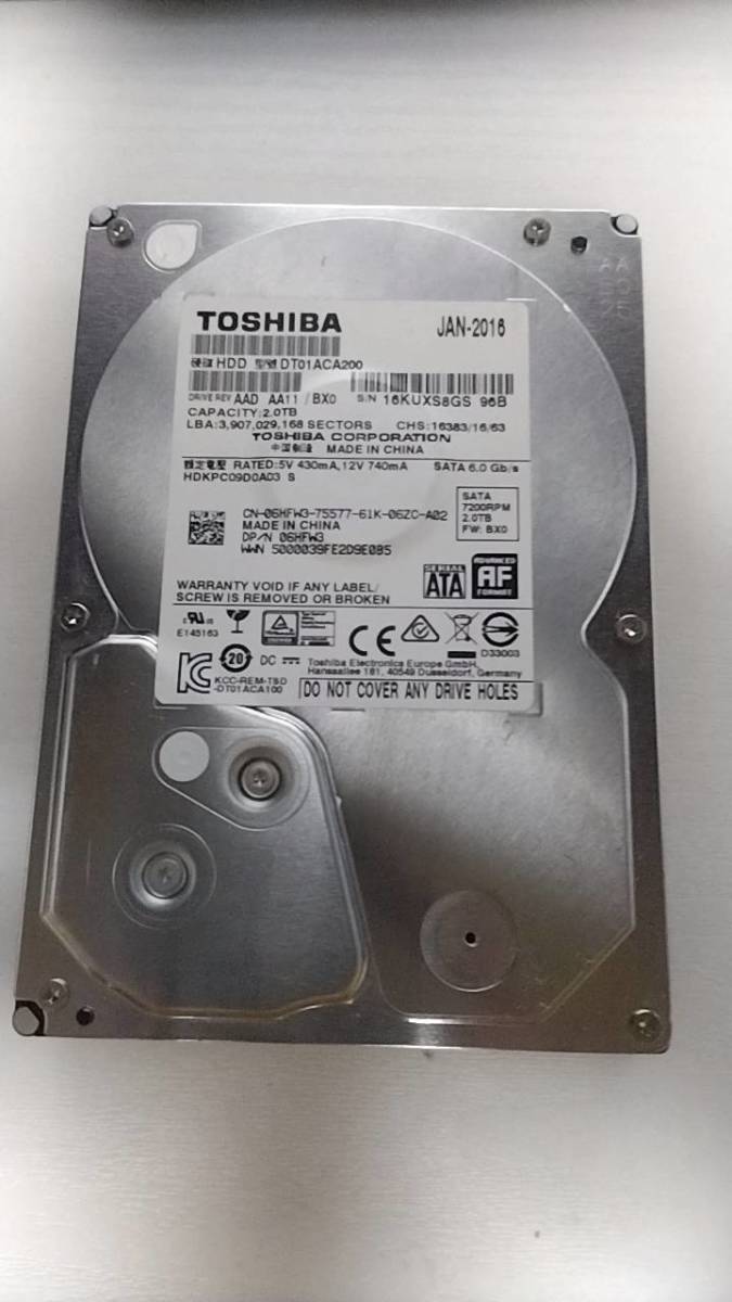 東芝 DT01ACA200 3.5インチ内蔵HDD 2TB SATA600 7200 その3_画像1