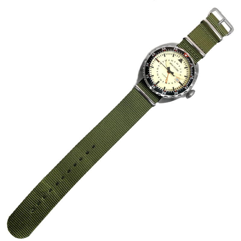 アルカフトゥーラ 新品 アウトレット アルカフトゥーラ 3750IV1 腕時計 クォーツ メンズ オリーブ ナイロンストラップ 送料無料_画像5