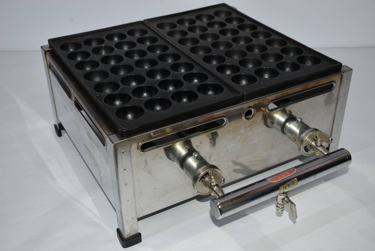 ☆たこ焼き器(LPガス)4列7段2枚(56個) 径38mm 点火確認済 ☆たこ焼き器(LPガス)4列7段2枚(56個) 径38mm 点火確認済