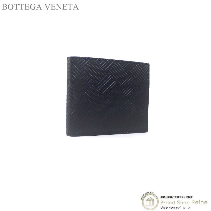 ボッテガ ヴェネタ （BOTTEGA VENETA） 型押しイントレ コインパース付き 二つ折り 財布 605722 ブラック メンズ（新品）_画像1