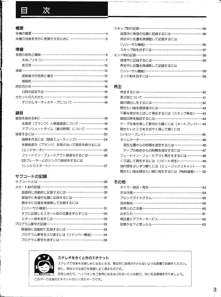 SONY ソニーDATデッキ DTC-77ES の 使用説明書(レーザーコピー版 新品)_画像2