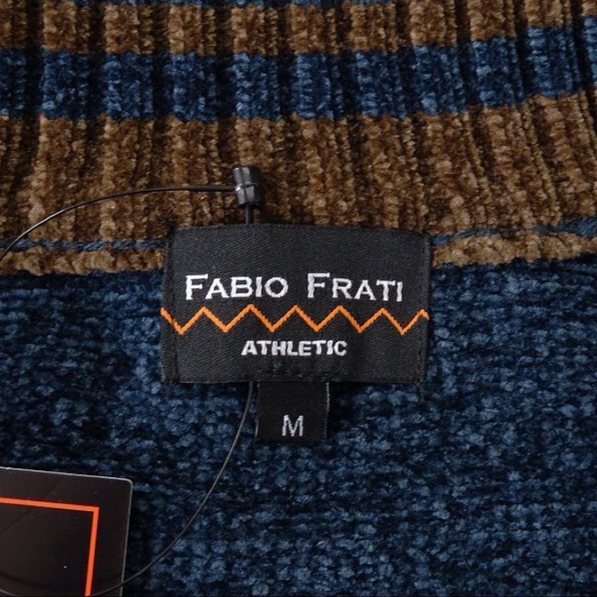 新品【FABIO FRATI】ファビオフラーティモールボーダーハーフジッププルオーバーXL(ネイビー)ニットセーター