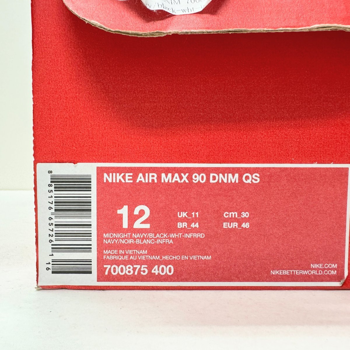 30cm NIKE AIR MAX 90 DNM QS 700875-400 ナイキ エアマックス 90 デニム ホワイトレッドデニム メンズ スニーカー PB H22337_画像8