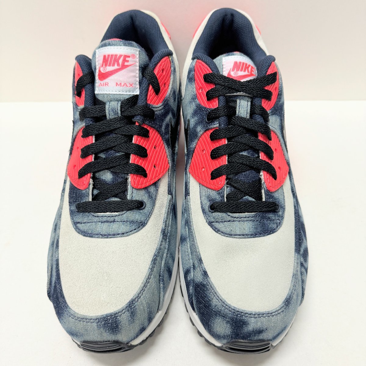 30cm NIKE AIR MAX 90 DNM QS 700875-400 ナイキ エアマックス 90 デニム ホワイトレッドデニム メンズ スニーカー PB H22337_画像2