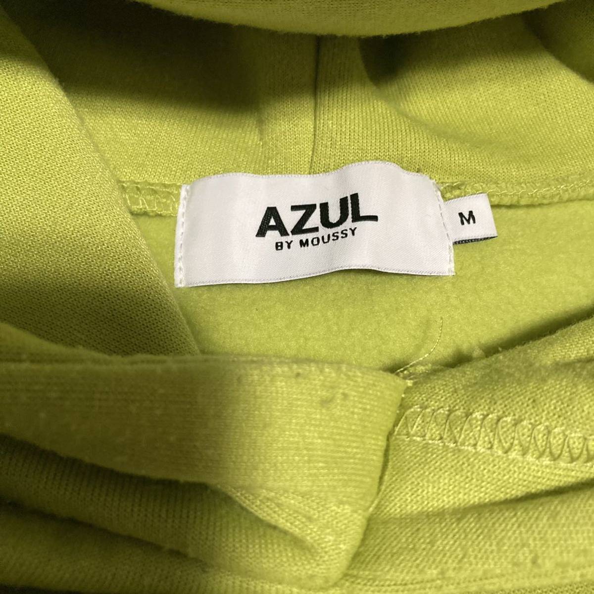 AZUL by moussy ライムグリーン 裏起毛 パーカー トレーナー M_画像3