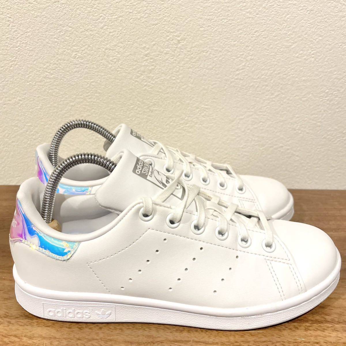 adidas STAN SMITH J FTWR WHITE アディダス スタンスミス ホワイト FX7521 レディース ローカットスニーカー 23cm 美品_画像3