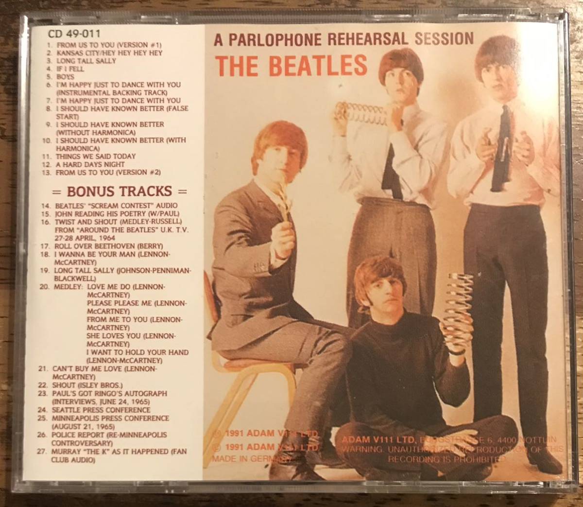 The Beatles / A Parlophone Rehearsal Session / 1CD(pressed CD / プレス盤) / ビートルズ / パーロフォンリハーサルセッション + Bonusの画像2