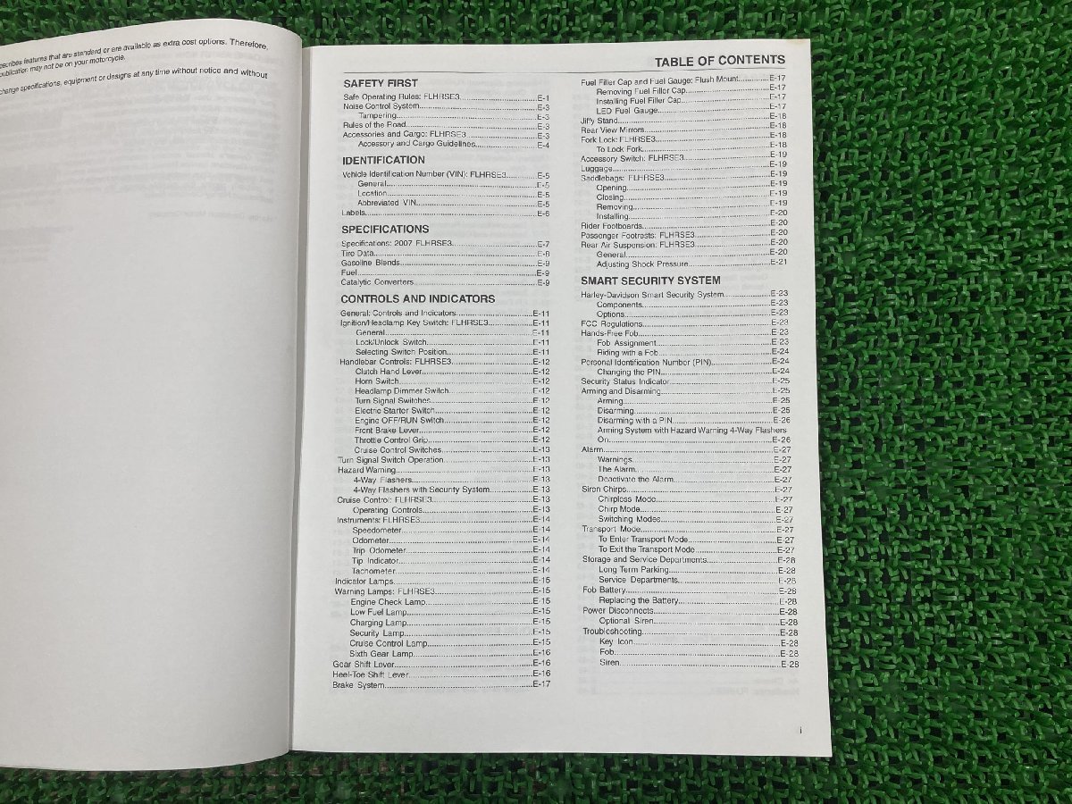 FLHRSE3 取扱説明書 ハーレー 正規 中古 オーナーズマニュアル 英語・ドイツ語・フランス語・スペイン語・イタリア語 2007年モデル_取扱説明書
