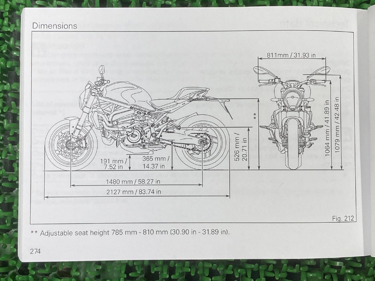 モンスター821 取扱説明書 ドゥカティ 正規 中古 バイク 整備書 オーナーズマニュアル 英語 車検 整備情報_913.7.375.1B