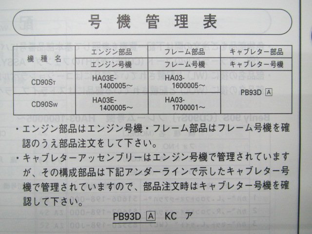 ベンリィCD90S パーツリスト 2版 ホンダ 正規 中古 バイク 整備書 HA03-160 170 QX 車検 パーツカタログ 整備書_11198TJ2