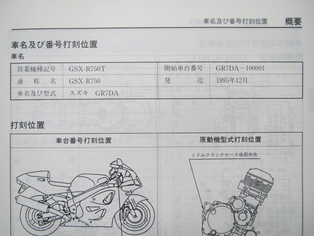 GSX-R750 サービスマニュアル スズキ 正規 中古 バイク 整備書 GSX-R750T GR7DA kF 車検 整備情報_40-25820