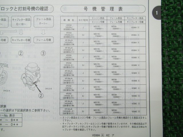 XR250 XRバハ パーツリスト 5版 ホンダ 正規 中古 バイク 整備書 MD30-100～120 KCZ BAJA Un 車検 パーツカタログ 整備書_11KCZSJ5