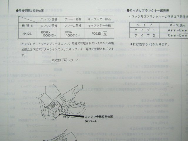 NX125 パーツリスト 2版 ホンダ 正規 中古 バイク 整備書 JD09-100整備に OL 車検 パーツカタログ 整備書_11KY7JJ2