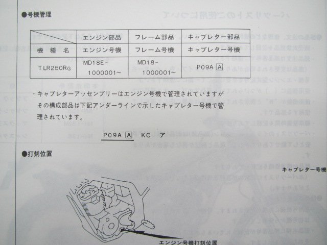 TLR250R パーツリスト 2版 ホンダ 正規 中古 バイク 整備書 MD18-100 KT2 KW 車検 パーツカタログ 整備書_11KT2GJ2