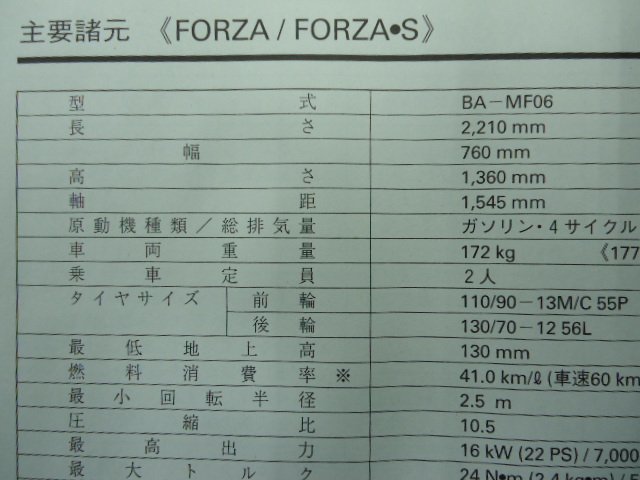 フォルツァ S タイプX 取扱説明書 ホンダ 正規 中古 バイク 整備書 KPB MF06 7 車検 整備情報_取扱説明書