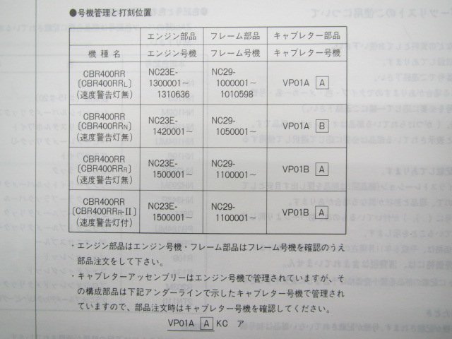 CBR400RR パーツリスト 5版 ホンダ 正規 中古 バイク 整備書 NC29-100 105 110 Ha 車検 パーツカタログ 整備書_11MV4LJ5