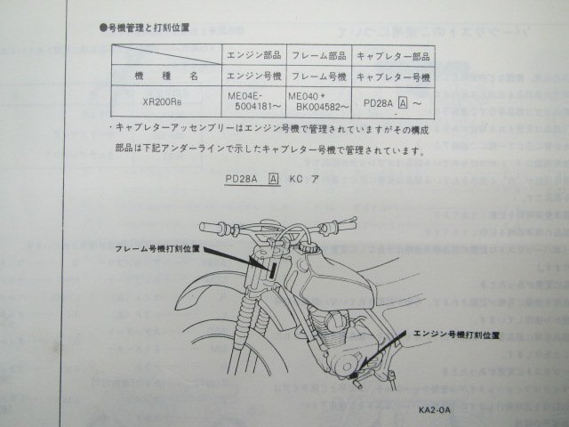 XR200R パーツリスト 1版 ホンダ 正規 中古 バイク 整備書 ME040整備にどうぞ WB 車検 パーツカタログ 整備書_11KA2BJ1