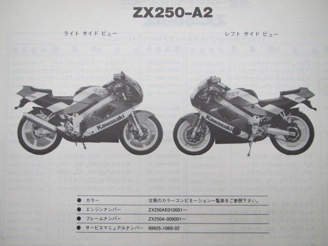 ZXR250 R パーツリスト カワサキ 正規 中古 バイク 整備書 ZX250-A2 B2 hf 車検 パーツカタログ 整備書_パーツリスト