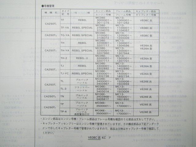 レブル パーツリスト 10版 ホンダ 正規 中古 バイク 整備書 MC13-100 120～170 KR3 cU 車検 パーツカタログ 整備書_16KR3FJ0