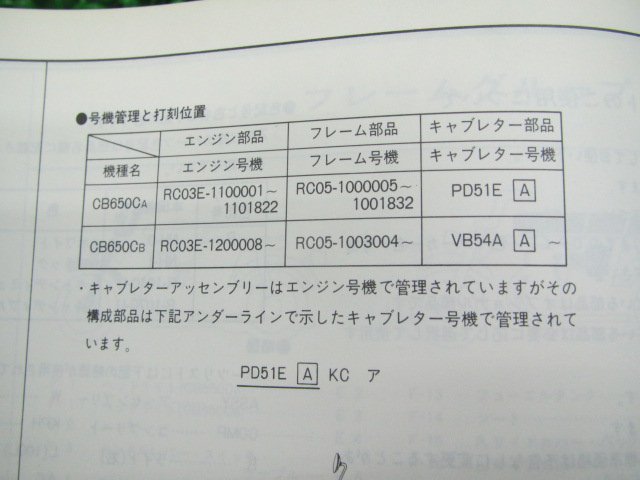 CB650C パーツリスト 2版 ホンダ 正規 中古 バイク 整備書 RC05-100 Dl 車検 パーツカタログ 整備書_11460AJ2