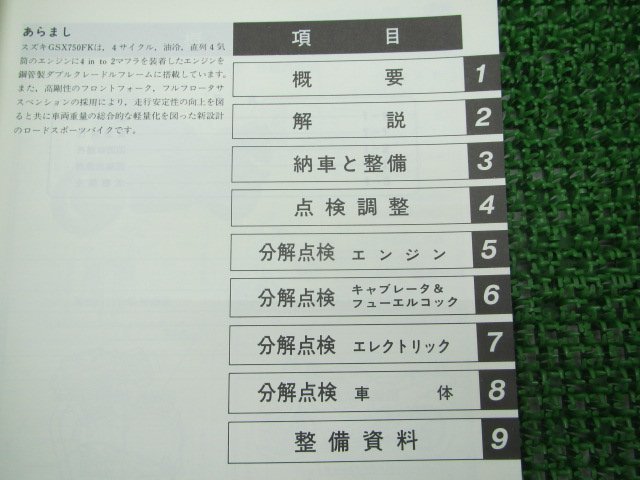 GSX750F サービスマニュアル スズキ 正規 中古 バイク 整備書 GR78A GSX750FK Hk 車検 整備情報_サービスマニュアル
