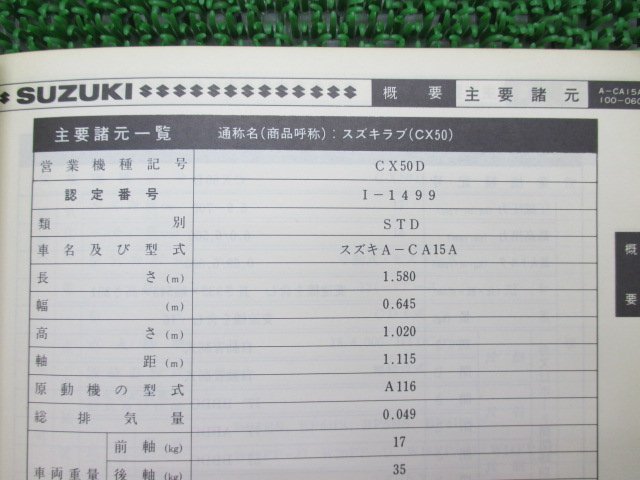 ラブスリー サービスマニュアル スズキ 正規 中古 バイク 整備書 配線図有り CA15A-100001～ A-CA15A CX50 Rb 車検 整備情報_40-21240