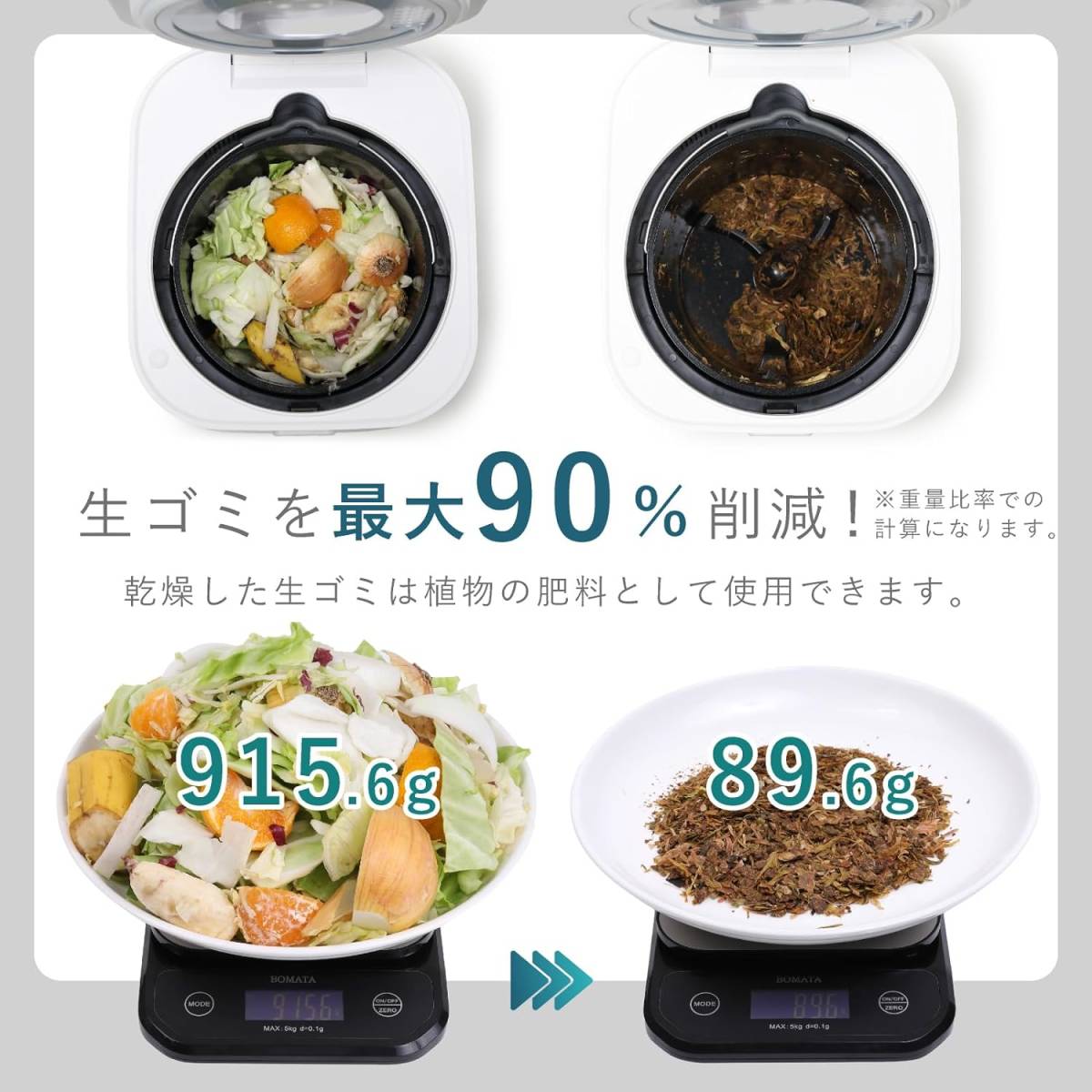 スマート生ゴミ処理機 GYUTTO １〜６人家族用 ３L 乾燥式 ごみ箱 コンポスト シンプル 助成金対象 買ってよかった 嫌な臭いにさよなら