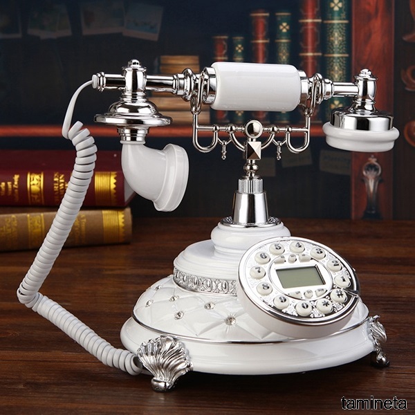  retro telephone silver equipment ornament Europe manner retro style Classic telephone machine power cord type rotary face European . antique feeling 